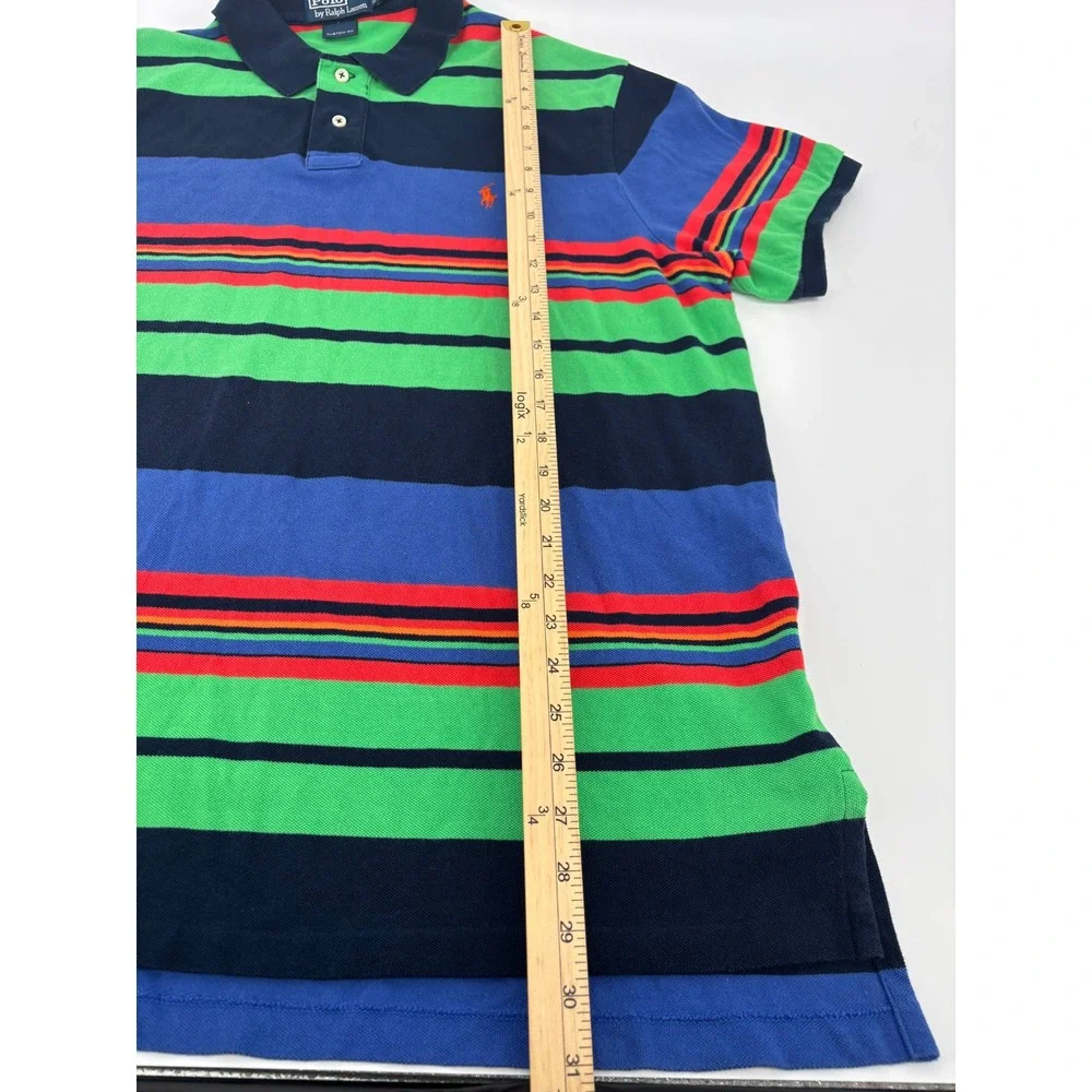 Polo Ralph Lauren Mens XXL Custom Fit Multi Color Striped Short Sleeve Polo